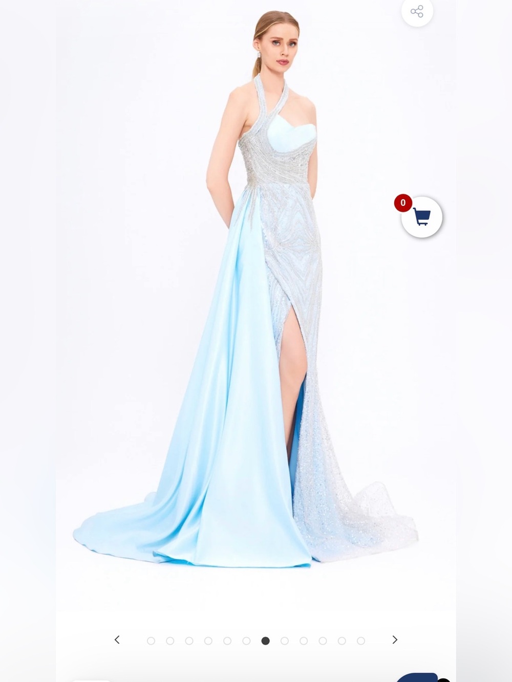 Elegant Light Blue Halter Evening Gown mambo brand
